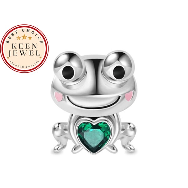 Charm grenouille coeur vert pour bracelet Pandora, breloques de créateur pour bracelet Pandora, cadeaux d'anniversaire pour elle, cadeaux de fête des mères