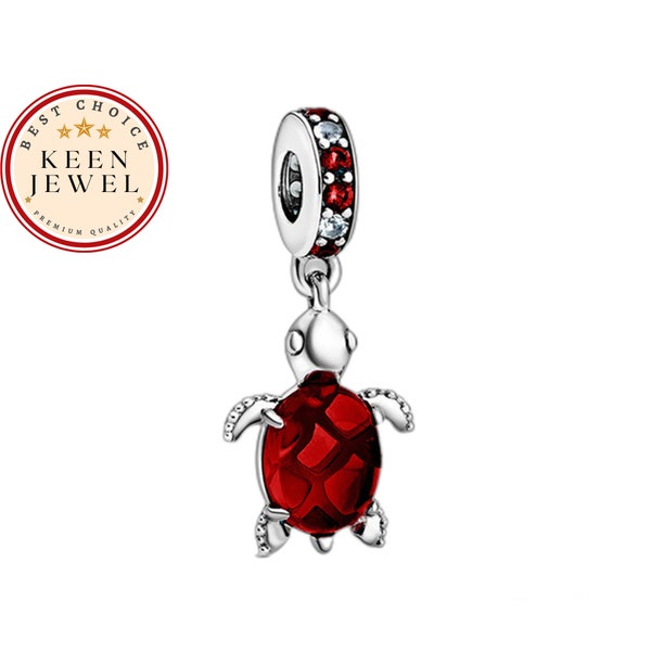 Charme de tortue rouge pour bracelet, cadeaux d’anniversaire pour elle, cadeaux de mère pour elle, charme de tortue pour bracelet, cadeaux de meilleur ami