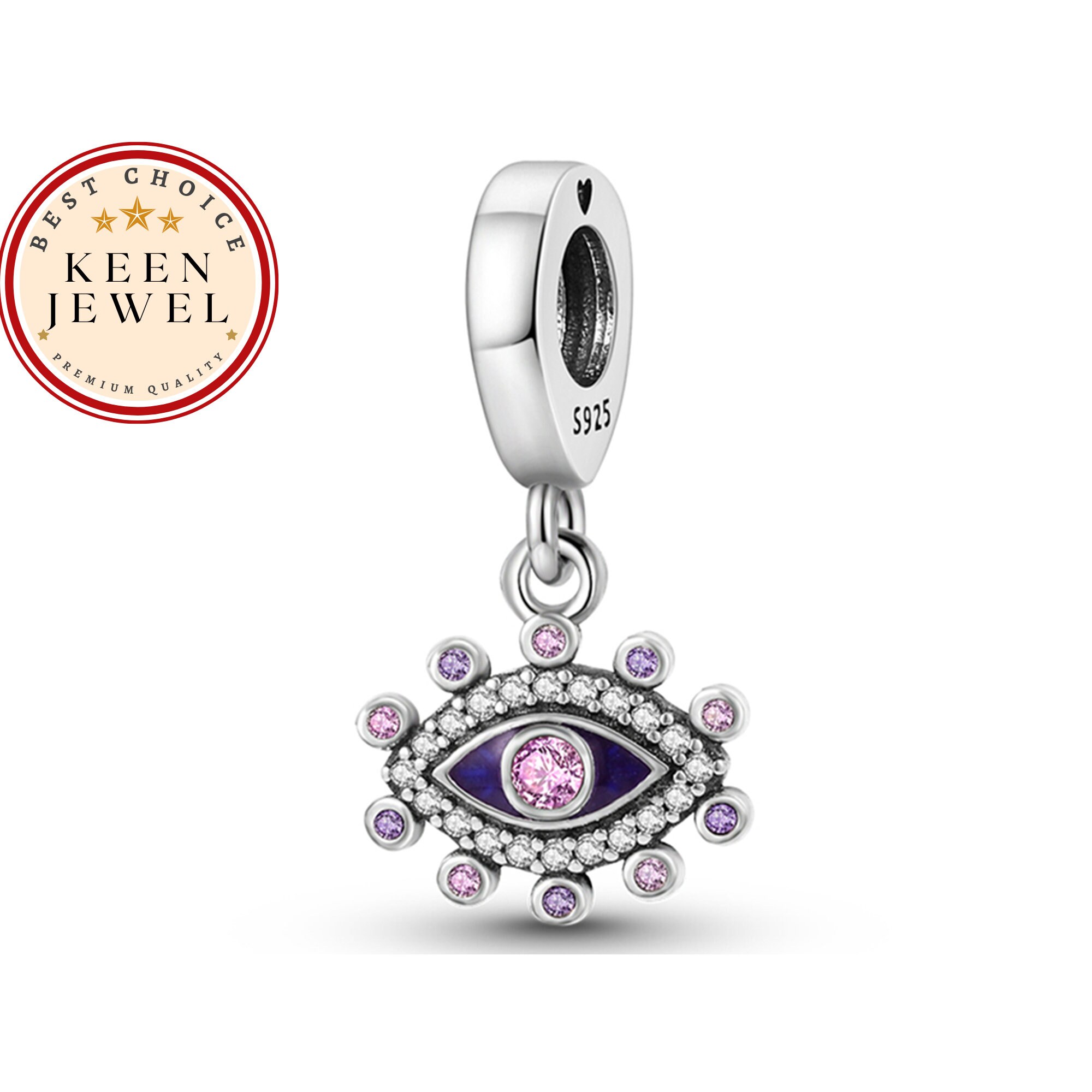 Mystic Eye Dangle Charm: Sterling Silver Zircon Pandora Bracelet
