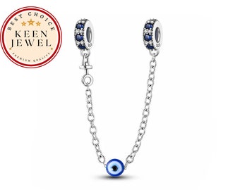 Blue Eye Safety Chain Charm For Bracelet, Birthday Gift For Her, Mothers Day Gifts, Best Friend Gifts, Auntie Gifts