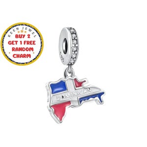 Pendentif drapeau de la République dominicaine en argent sterling : fierté des Caraïbes