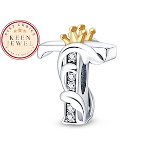 Dije de corona con letra T, dijes de pulsera personalizados, dijes de letras para pulsera, regalos de cumpleaños para ella