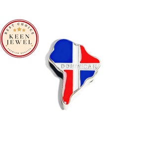 Pandora Passend Dominikanische Karte Anhänger für Armband, Dominikanische Flagge Charme, Geburtstagsgeschenke Sie, Muttertagsgeschenke, Sterling Silber Emaille Anhänger