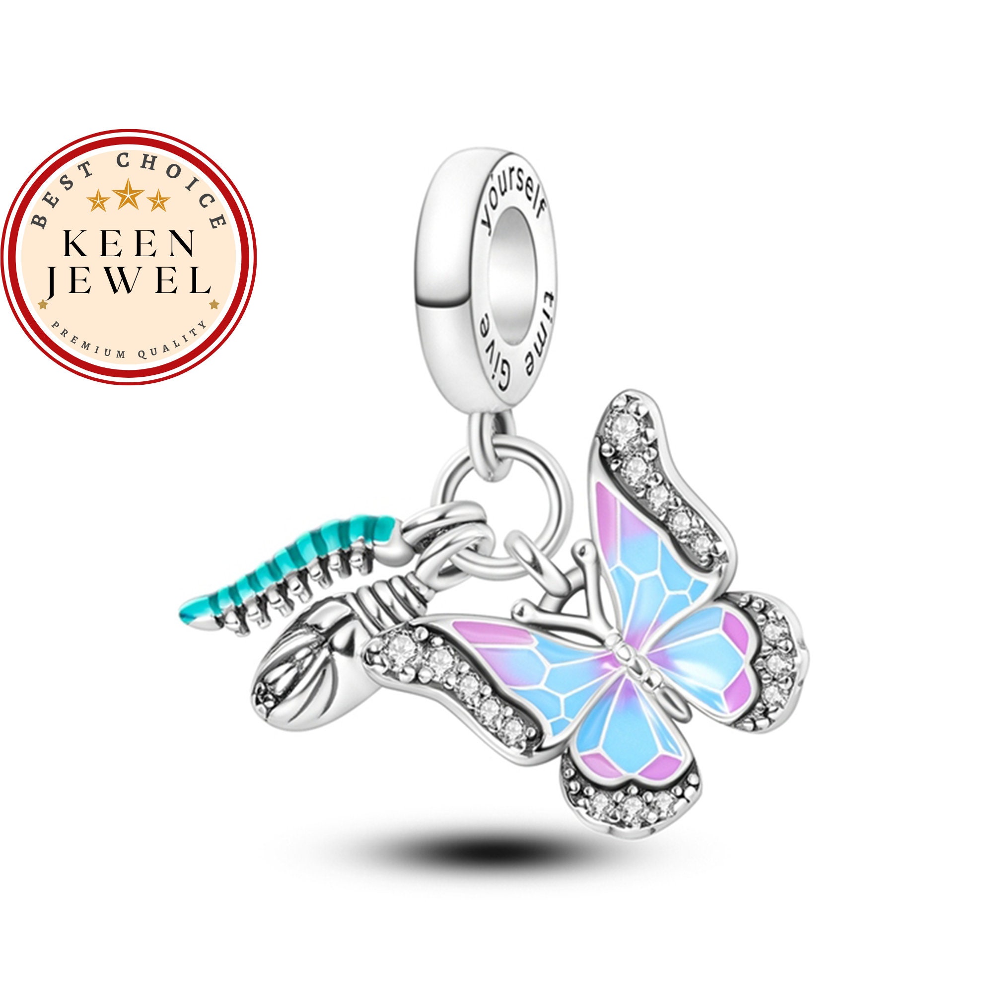 舞うバタフライチャームモバイル。925スターリングシルバーダングルイヤリング　並行輸入品