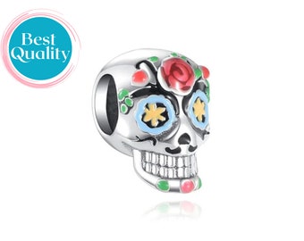 Skull Charm For Pandora Bracelet, Halloween Designer Charm For Charm Bracelet, Birthday Gift For Her