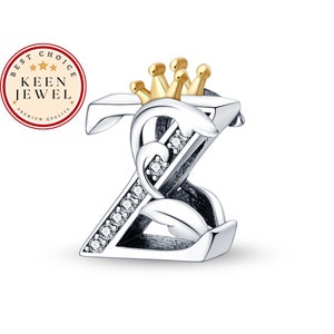Charm con letra Z para pulsera Pandora, Charm con letra Z para pulsera Pandora, Charms con letras para regalos de cumpleaños para ella, Regalos de Navidad para ella