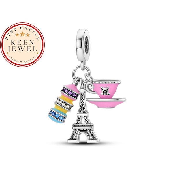 Charme Eiffel et Macarons pour bracelet, cadeau de voyage pour elle, cadeau d'anniversaire pour elle