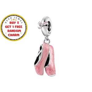Pink Ballet Shoes Charm: Pandora Compatible, Ballerina Gift