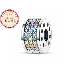 Regenbogen CZ Sterling Silber Clip Charm - Pandora Kompatibel