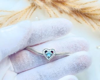 パンドラブレスレット用スターリングシルバー製ブルーの肉球ハート