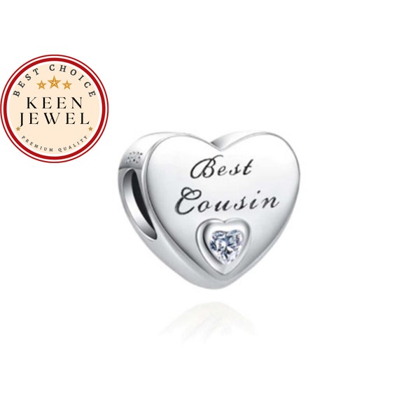 Best Cousin Heart Charm For Pandora Bracelet, Designer Cousin Charm For Pandora Bracelet, Gifts For Girl Cousin, Birthday Gifts For Her