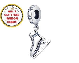 Pulseira Pandora de esportes de inverno com pingente de patins de gelo em prata de lei
