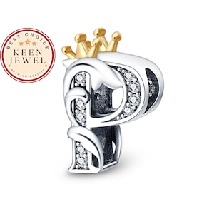 Charm con la letra P para Pandora, Charm con la letra P para Pandora, Charms con letras para regalos de cumpleaños para ella, Regalos de Navidad para la abuela