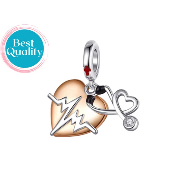 Nurse Charm For Pandora Bracelet, Heart Beat Charm For Pandora Bracelet, Birthday Gifts For Nurse, Birthday Gifts For Medics, Mothers Days