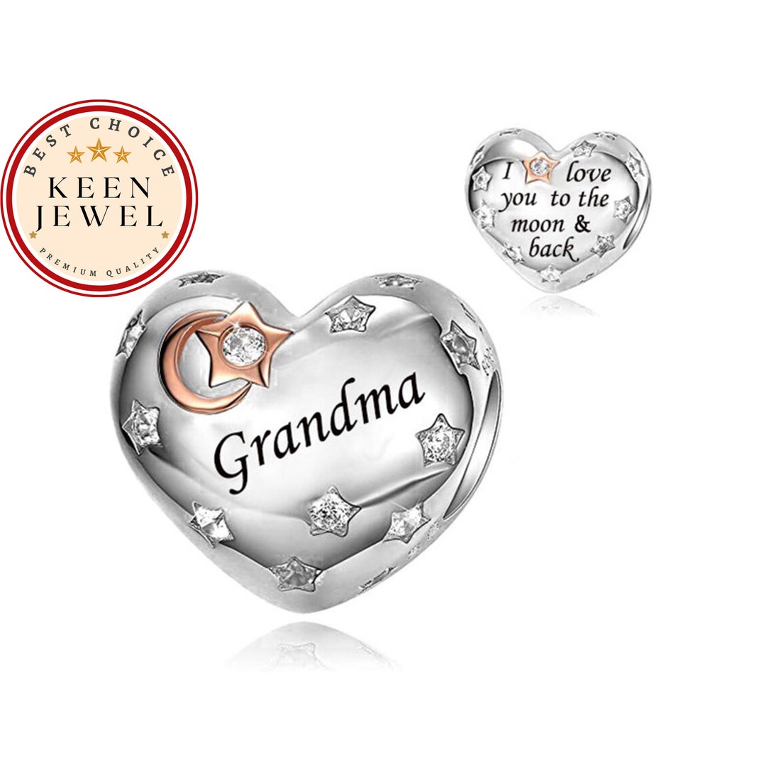 Grandma Heart Charm for Pandora Bracelet, Designer Grandma Heart Charm