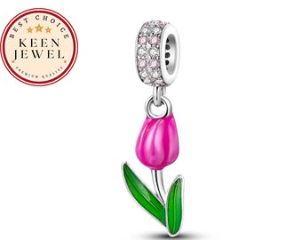 Roze Tulp Charme, Nederlandse Tulp Charme voor Pandora Armband, Verjaardagscadeaus voor haar