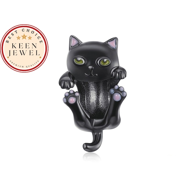 Charme de chat noir pour bracelet Pandora, charme d’animal de compagnie de créateur pour bracelet Pandora, cadeau de meilleur ami, cadeaux d’anniversaire pour elle