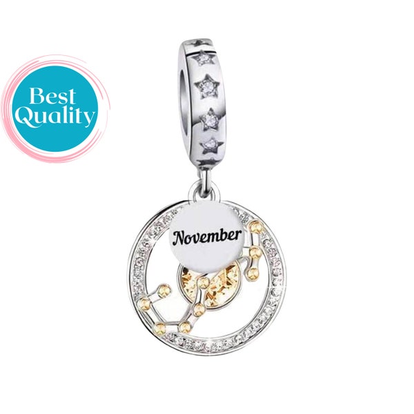 November Birthstone Charm For Pandora Bracelet, Birthday Gifts For Her, Designer Birthstone Charm For Pandora Bracelet, Gifts For Her