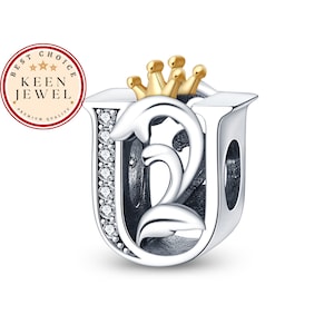Dije de corona con letra U, dijes de pulsera personalizados, dijes de letras para pulsera, regalos de cumpleaños para ella
