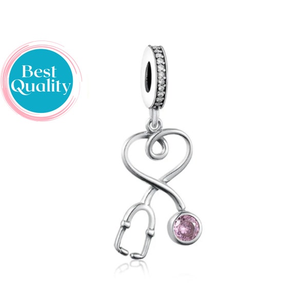 Stethoscope Charm For Pandora Bracelet, Birthday Gift For Her, Designer Charms For Charm Bracelet
