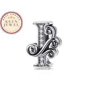 Dije de letra I gótica para pulsera, dije de letra A de plata de ley 925 para pulsera, regalos de cumpleaños para ella, regalos de abuela para ella