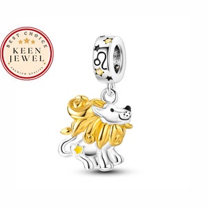 Pingente de prata esterlina com o signo de Leão: presente de aniversário colorido