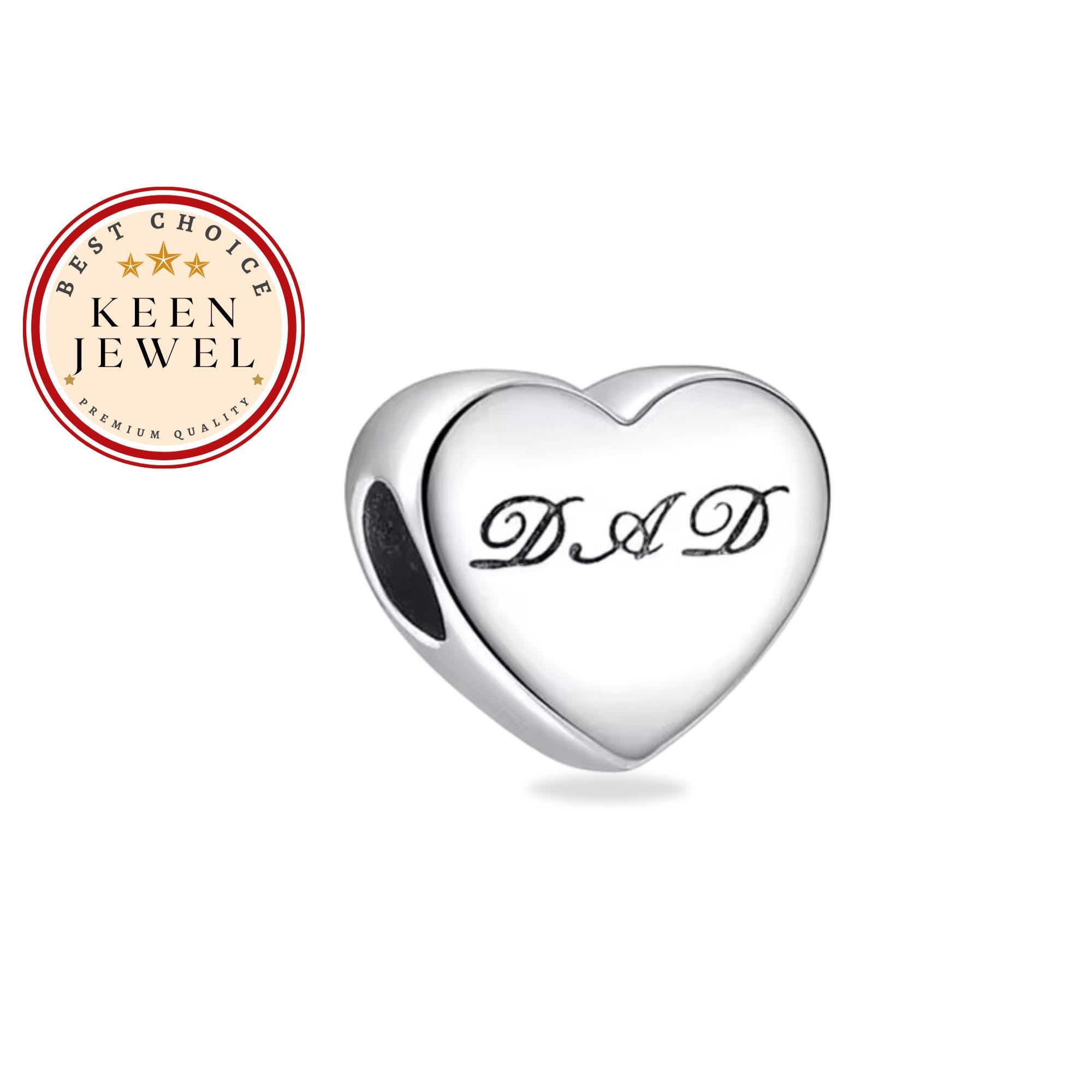Memorial Dad Charm 925 Sterling Silver ( fits pandora  Pandora Dad Heart Charm main image 2