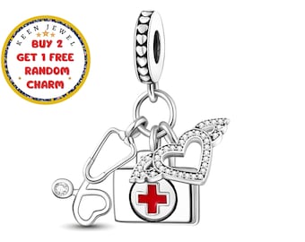Berloque de enfermeira de anjo em prata esterlina: Pulseira Pandora, presente médico