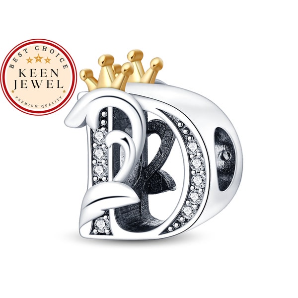 D Letter Crown Charm, Personalized Bracelet Charms, Letter Charms For Bracelet, Birthday Gifts For Her