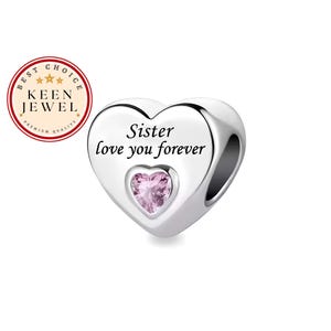 Pandora Fitting Sister Charm, I Love You Forever Sister Charm, Best Sister Gifts, Birthday Sister Gifts, Sister Charm For Christmas Gifts