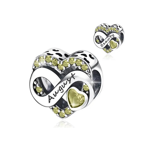 Sterling Silver August Birthstone Heart Charm Pandora Compatible - Main Image