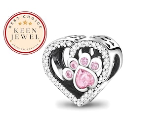 Sterling Silver Paw Print Pendant Bracelet In Black - Doggy Print In - Foto 11