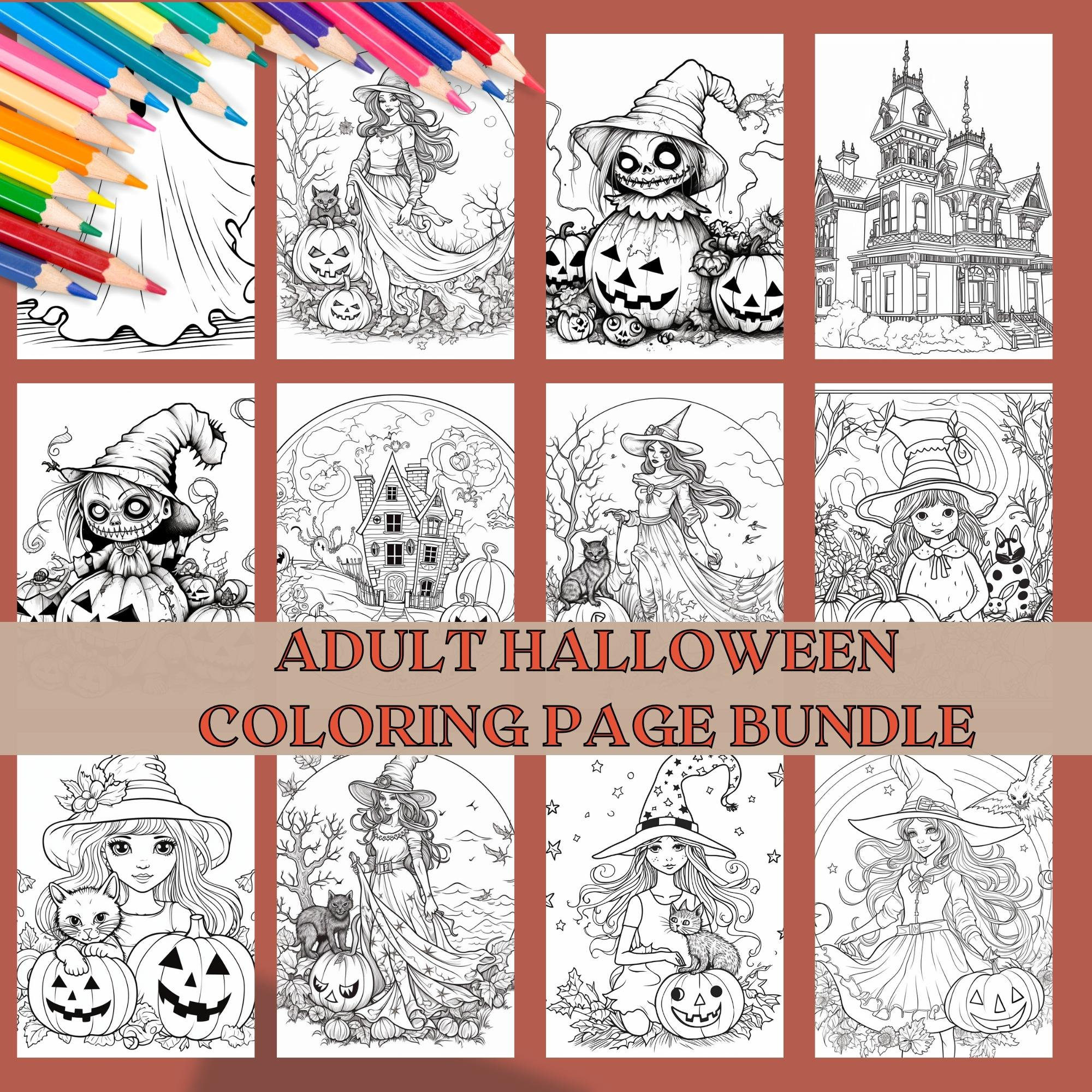 Adult Halloween Coloring Pages Halloween Coloring Sheets Printable Spooky Season Adult Coloring ...