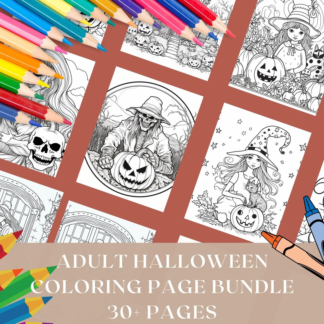 Adult Halloween Coloring Pages Halloween Coloring Sheets Printable Spooky Season Adult Coloring ...