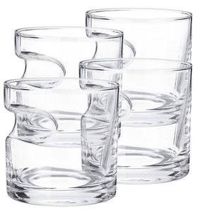 Cigar-Holding Whiskey Glasses (Set of 4) with Top Mounted Cigar Rest