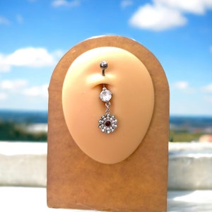 Rhinestone flower belly ring