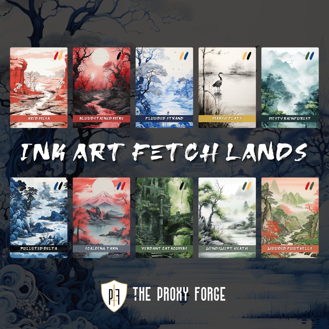 MTG Proxy Land Staples Pack Ink Art Fetch Lands / Premium MTG Proxy
