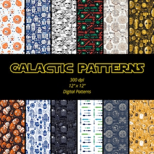 Galactic Patterns / Sci-Fi Inspired Seamless Patterns / Digital Paper / Scrapbook Paper / Modern and Minimalistic Patterns