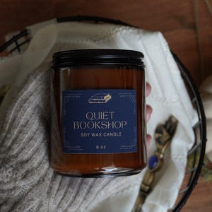 Soy 100% candle, Unique fragrance, Quiet Bookshop, Candle Gift, Dark Academia Candle, Book Aesthetic, Book Lover Gift, Fantasy Decor