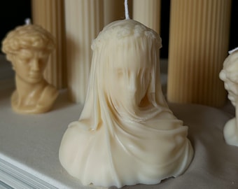 Veiled lady candle/ soy candle/ shaped candle/ gift idea/ sculptural candle/ bust candle/ 3D candle/ aesthetic candle/ veiled virgin/ decor