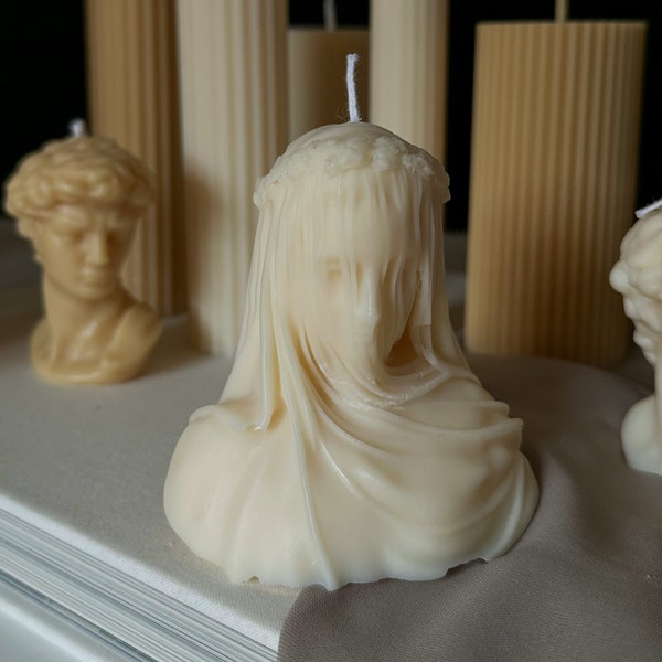 Veiled lady candle/ soy candle/ shaped candle/ gift idea/ sculptural candle/ bust candle/ 3D candle/ aesthetic candle/ veiled virgin/ decor