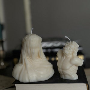 2 pc. Veiled lady Candle and Zeus, Bust Candles, shaped candle, gift idea, Greek statue, Bust, Sculpture, Gift Set, Dark Academia