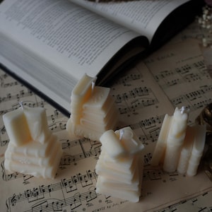 4 pc. Books Soy Candle, Bookshelf Candle, Stack of Books, Library Candle, Reading Candle, Dark Academia, Decor Candle, bookshop candle