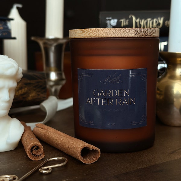 Vintage soy 100% candle, Unique fragrance, Garden After Rain, Candle Gift, Floral Candle, Dark Academia , Book Aesthetic, Book Lover Gift