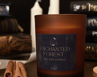 Cozy soy 100% candle, Unique fragrance, Enchanted Forest, Candle Gift , Academia Candle, Dark Academia, Book Aesthetic, Book Lover Gift