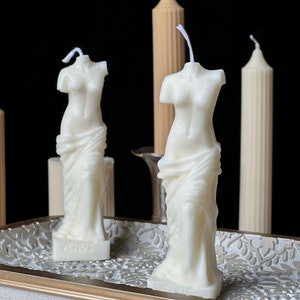 Venus Statue Candle – Greek Goddess Sculpture – Classical Art Decor – Aesthetic Home Accent – Dark Academia