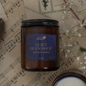 Soy 100% candle, Unique fragrance, Quiet Bookshop, Candle Gift, Dark Academia Candle, Book Aesthetic, Book Lover Gift, Fantasy Decor