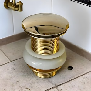 Unlacquered Solid Brass Pop-Up Sink Drain: Handcrafted Bathroom & Kitchen Fixture