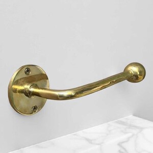 Unlacquered Brass Toilet Roll Holder , Solid Brass Wall Mount Toilet Paper Holder Bathroom,VintageCopperDecor