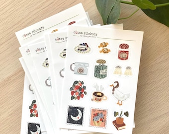 Cozy Sticker Sheet, Sticker Sheet, Journal Stickers, Cute Stickers, Planner Stickers, scrapbook sticker, cozy illustration, ORIGINAL DESIGN